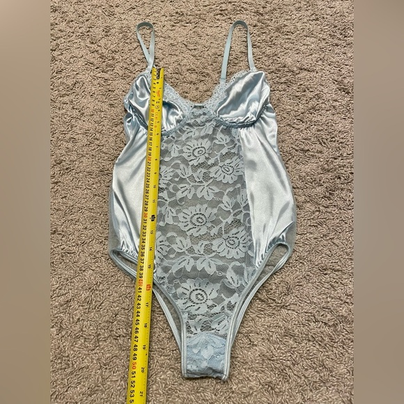 Blue lace and satin bodysuit Teddy - Picture 5 of 7